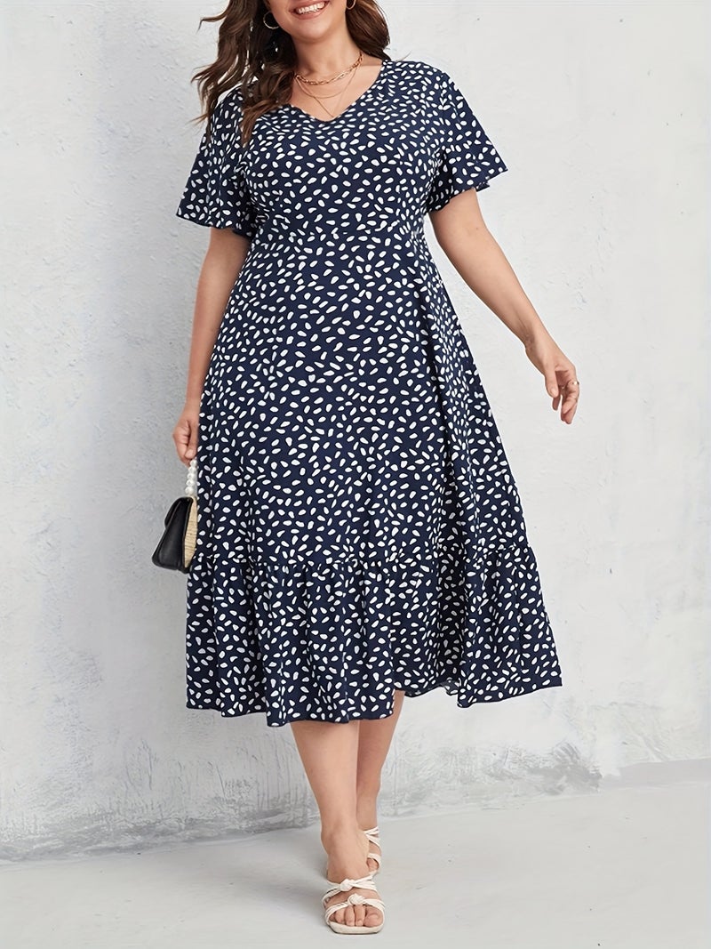 Printed Loose Fit Boho Midi Dress with Elastic Waist - Image 5
