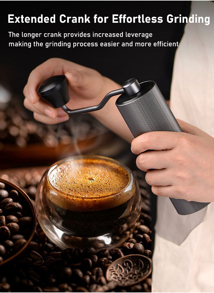 Manual Coffee Grinder with CNC Precision Stainless Steel Grinding Core, Large Capacity Bin, Fresh Flavor Preservation, Effortless Use and Portability Features