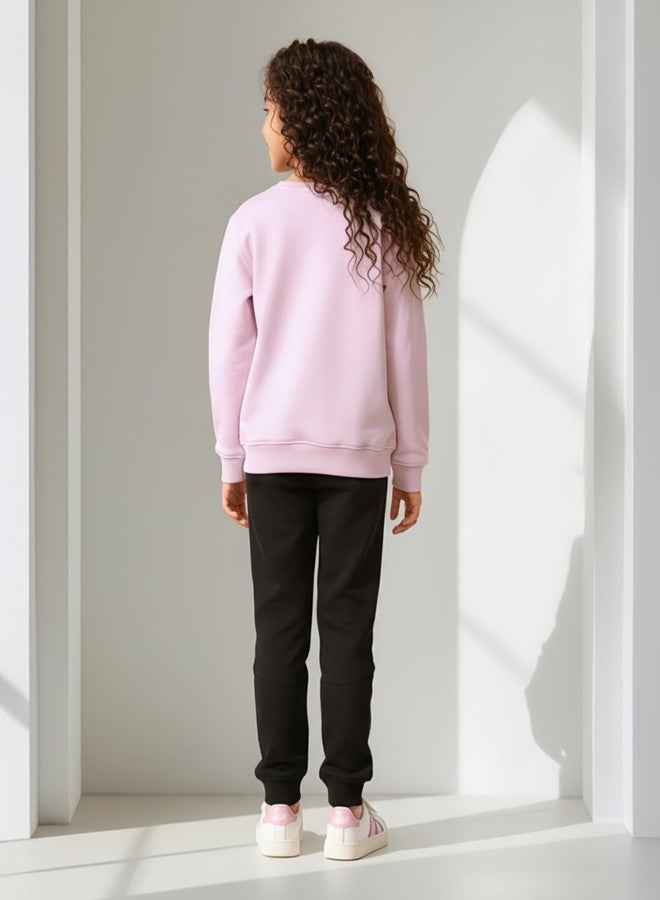 ANTHRILO Purple Melange Black Fleece Sweatshirt Jogger Set - Purple/Black | 2-3 Years - Image 4