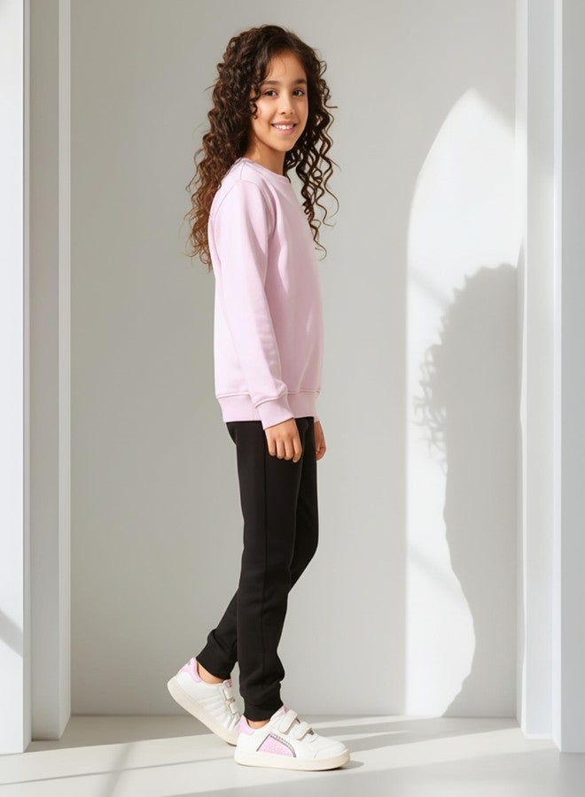 ANTHRILO Purple Melange Black Fleece Sweatshirt Jogger Set - Purple/Black | 2-3 Years - Image 3