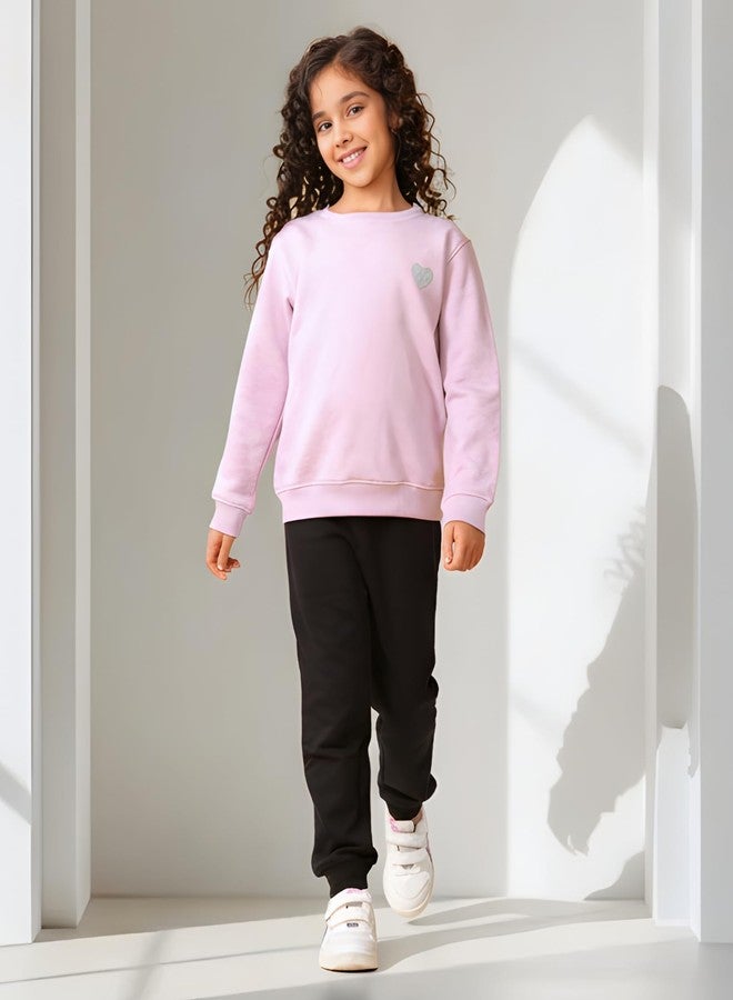 ANTHRILO Purple Melange Black Fleece Sweatshirt Jogger Set - Purple/Black | 2-3 Years - Image 2