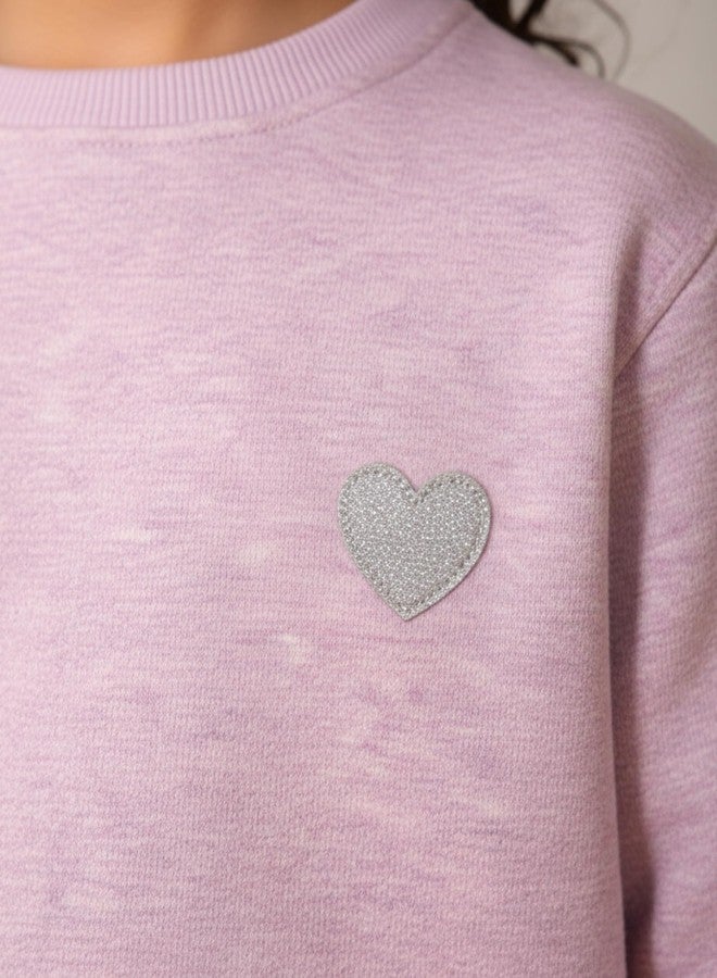 ANTHRILO Purple Melange Black Fleece Sweatshirt Jogger Set - Purple/Black | 2-3 Years - Image 5