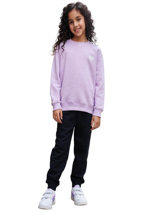 ANTHRILO Purple Melange Black Fleece Sweatshirt Jogger Set - Purple/Black | 2-3 Years - Image 1