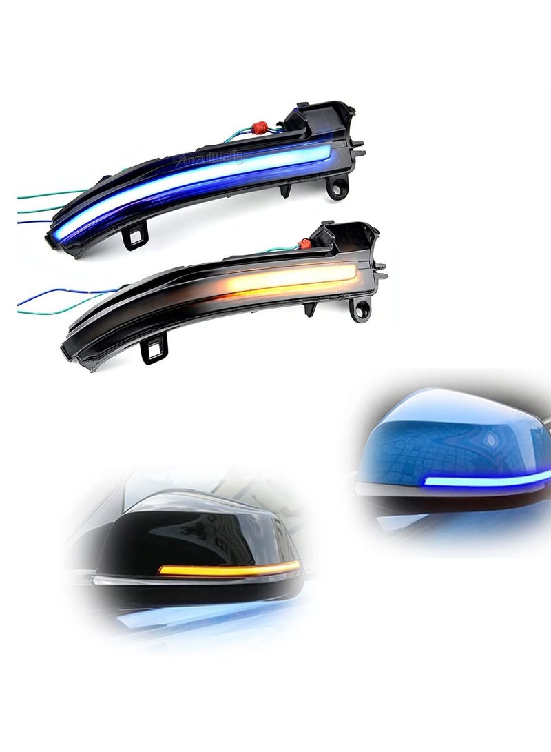 SYOSI Dynamic LED Side Mirror Blink Sequential Turn Signal Light Strip Assembly For BMW 1 2 3 4 Series F20 F30 F31 F21 F22 F23 F32 F33 F34 X1 E84 F36 F87 M2 (Blue+Yellow}  - Image 1