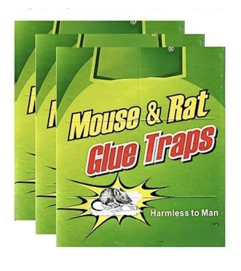 Sticky Mouse and Rat Trap, Green Glue Board for Rodents, 3 Pieces - Image 1