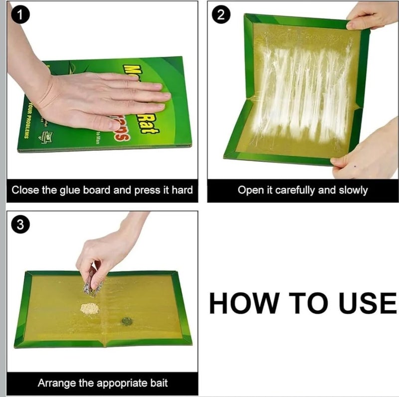Sticky Mouse and Rat Trap, Green Glue Board for Rodents, 3 Pieces - Image 5