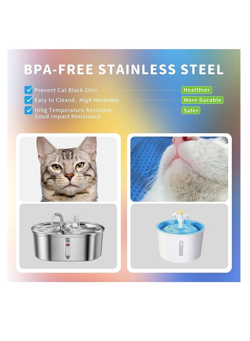 Cool Baby COOLBABY Double Bowl Cat Water Fountain Stainless Steel with Two Spouts, 3L, Cat Food and Water Dispenser Set,Dog Water Fountain and Food Bowl,Cat Fountain with Ultra Quiet Pump - Image 4