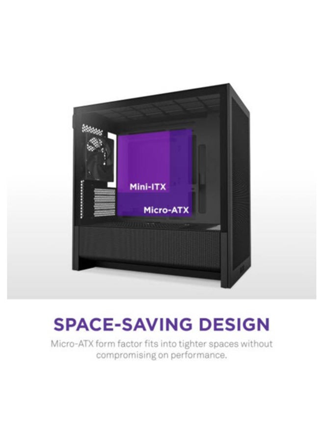 NZXT H3 Flow, Micro-ATX Mid-Tower PC Case High Airflow Design, Tempered Glass Side Panel, Compact Form Factor, Front I/O with USB-C and USB 3.2 Gen 1, Black | CC-H31FB-01  - Image 3