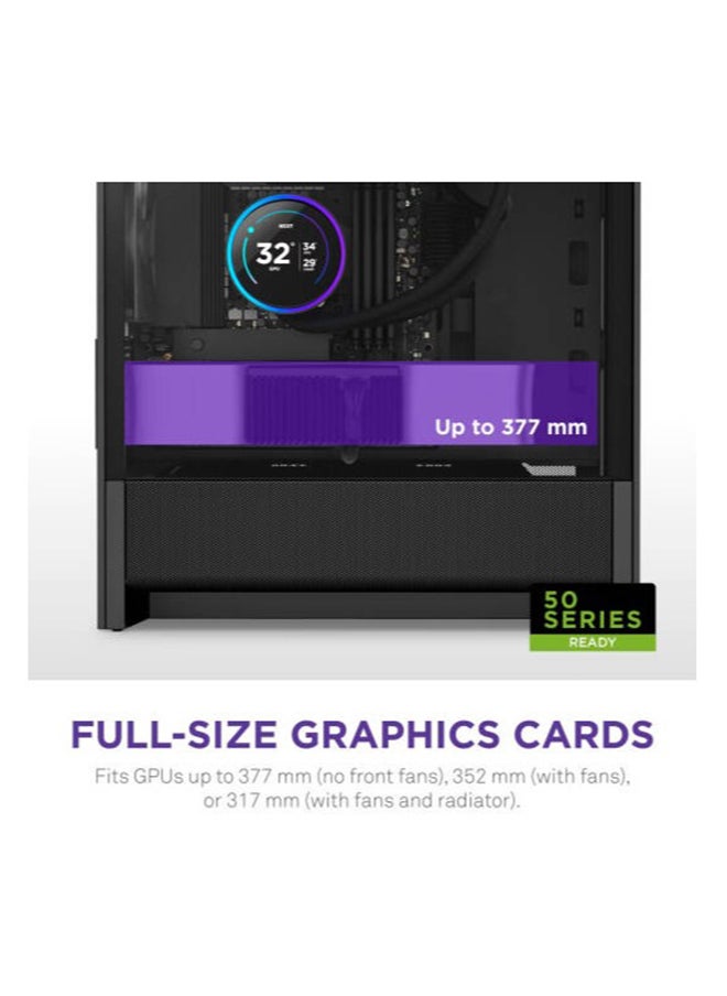 NZXT H3 Flow, Micro-ATX Mid-Tower PC Case High Airflow Design, Tempered Glass Side Panel, Compact Form Factor, Front I/O with USB-C and USB 3.2 Gen 1, Black | CC-H31FB-01  - Image 4