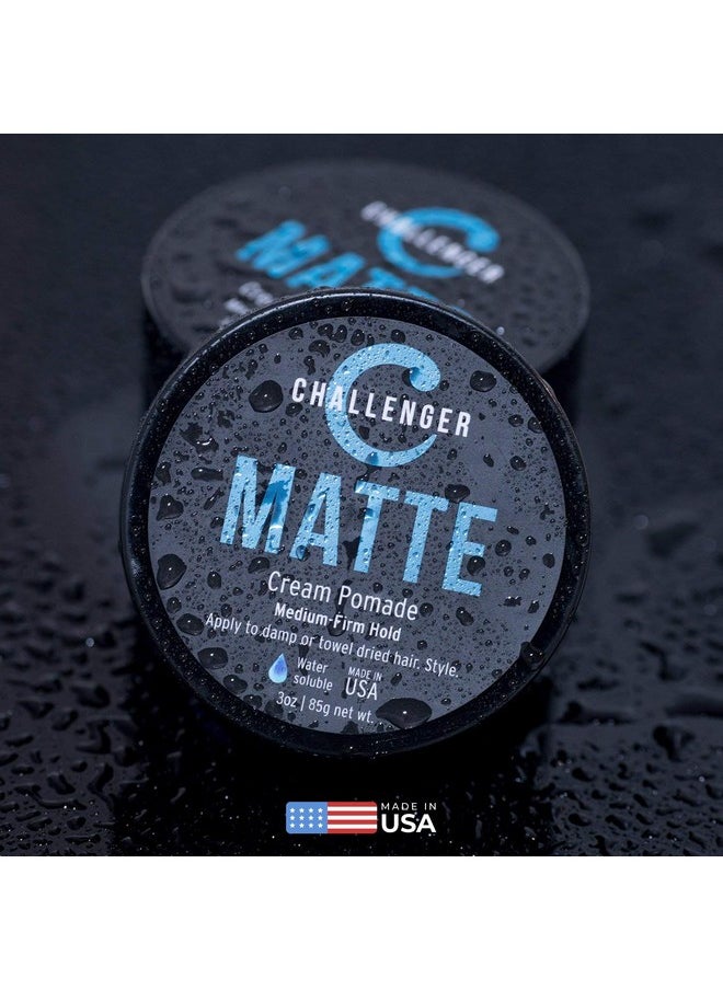 Challenger - Men’S Matte Cream Pomade | Natural Shine Free Finish Product | Clean & Subtle Scent | Medium Firm Hold & Travel Friendly | 3Oz - Image 1