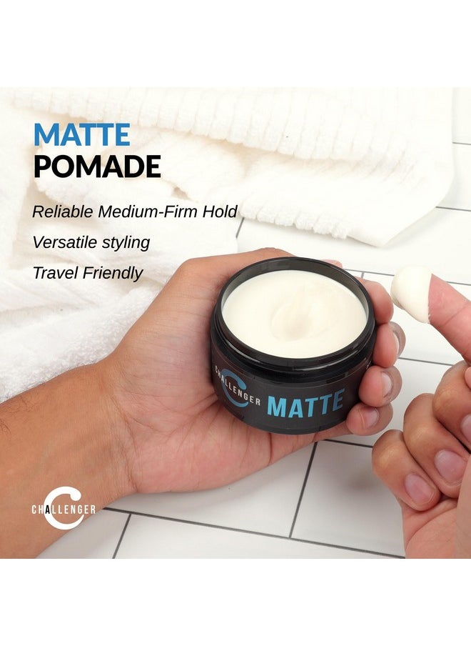 Challenger - Men’S Matte Cream Pomade | Natural Shine Free Finish Product | Clean & Subtle Scent | Medium Firm Hold & Travel Friendly | 3Oz - Image 1
