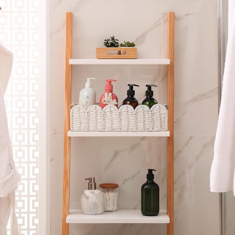 HOSROOME Toilet Paper Storage Basket Bathroom Counter Organizer Wicker Baskets for Organizing Cute Basket for Bedroom Nursery Room Kitchen Bathroom Decor-White - Image 5