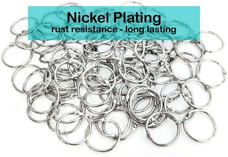 EXTRIC Loose Leaf Binder Rings 1 Inch, Metal Book Rings for Index Cards 100 Pack, Heavy Duty Nickel Plated Great for Flashcards, Home, School and Office - Image 3