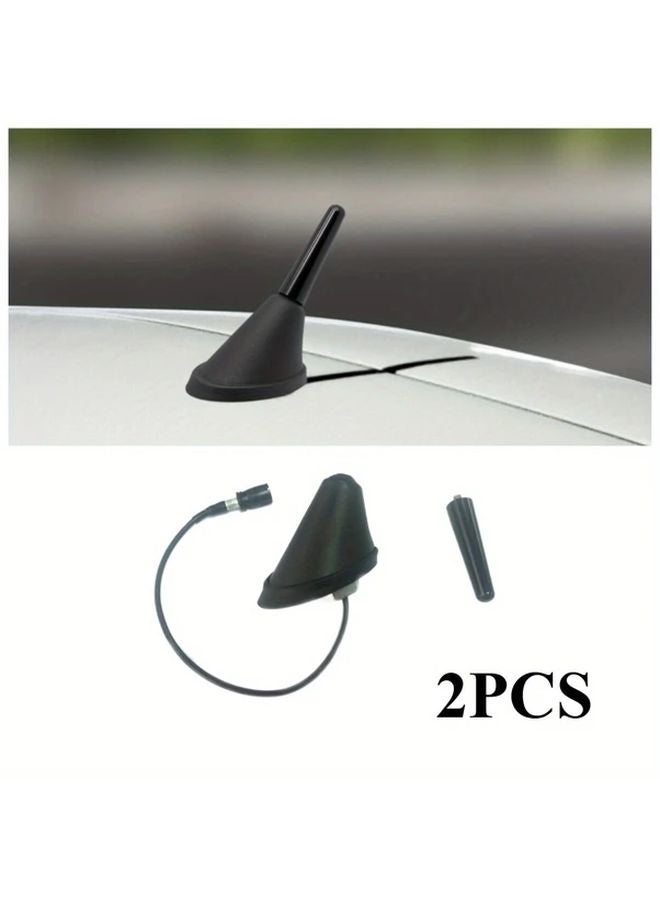 قطعتان غطاء قاعدة هوائي أسود لسقف السيارة متوافق مع فولكس فاجن وتويوتا وهوندا - Image 1