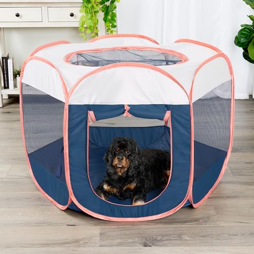 Furhaven Portable Dog Playpen Cat Tent Pet PlaygroundKennel Foldable Indoor Outdoor Zippered Puppy Crate Navy Medium - Image 3