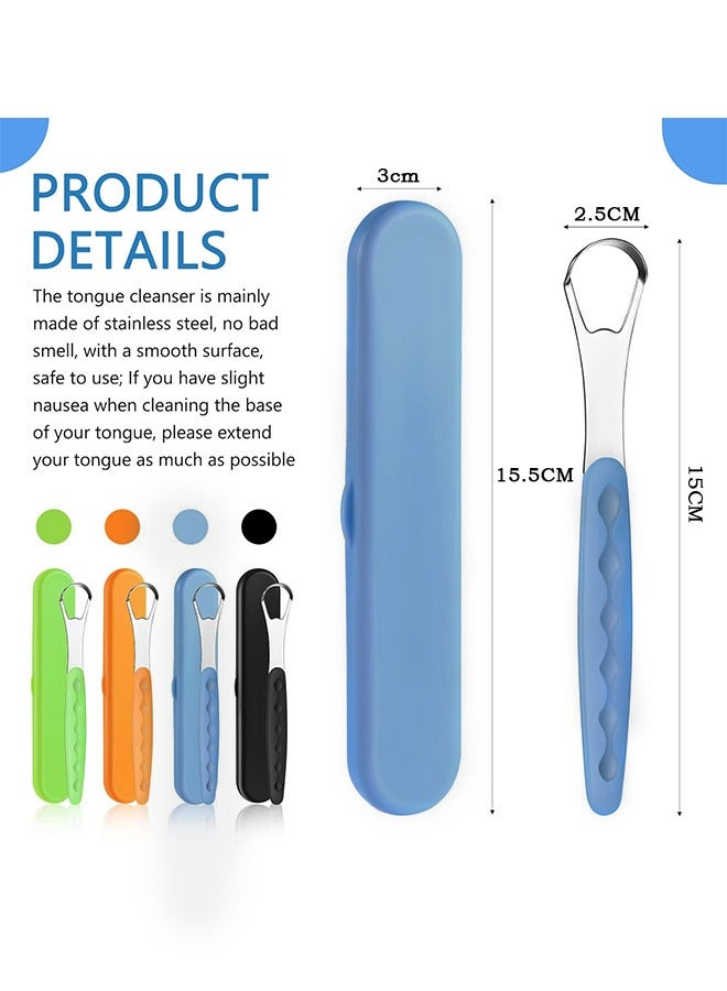 Generic 4 Pcs Stainless Steel Tongue Scraper, Metal Tongue Cleaner with Travel Cases, Oral Mouth Care Products  - Image 2