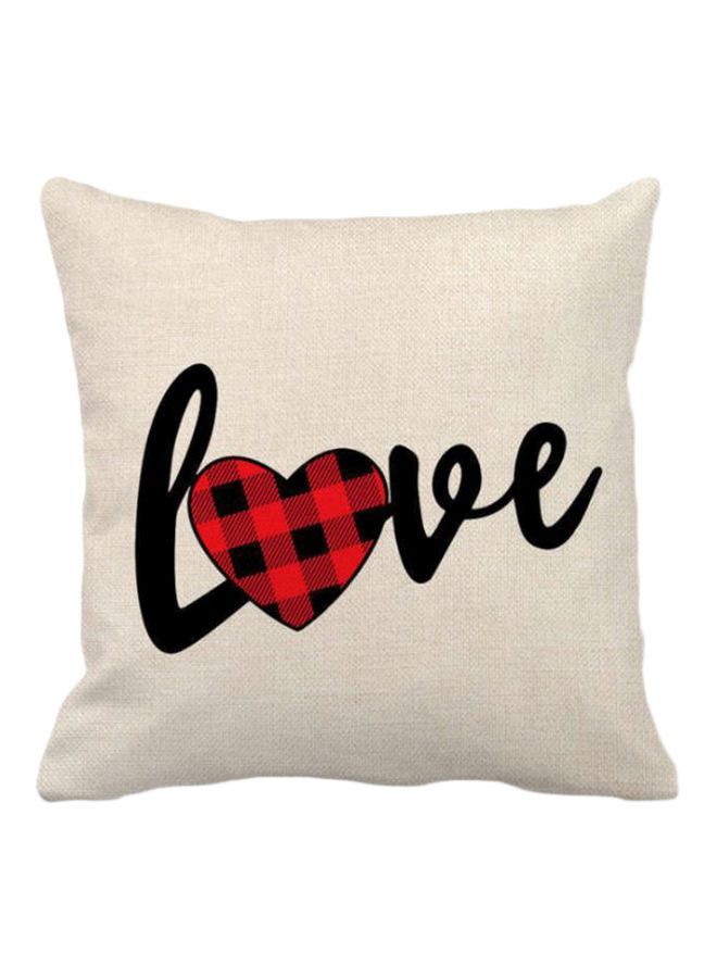 NIBEMINENT Love Printed Cushion Cover Beige/Red/Black 45x45cm