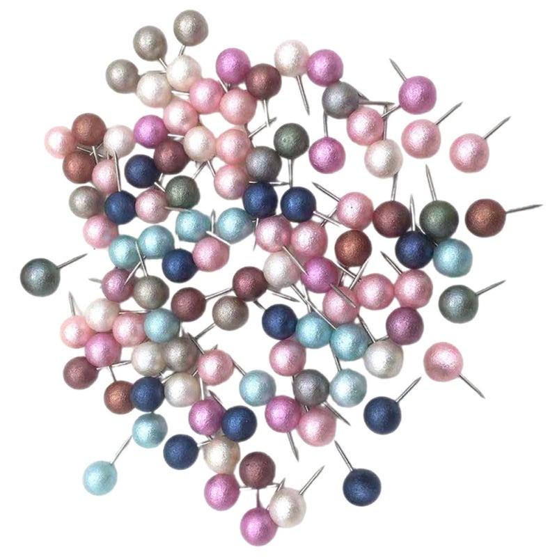 Pearlized Round Head Push Pins 10mm 100pcs Soft Cork Board Tacks for Office and Home Organization - Image 2
