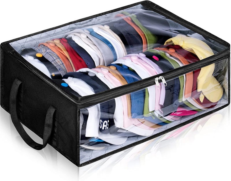 AOODA Wide Hat Storage for Baseball Caps, Large Capacity Hat Organizer for Closet Cap Holder Holds up to 40 Snapbacks, Black - Image 1