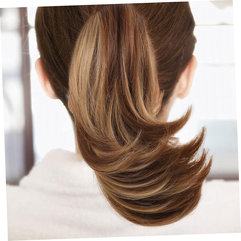 DOITOOL 4pcs Elegant Claw Clip Ponytail Extension Synthetic Hair Wavy Wig for Women Girls - Image 2