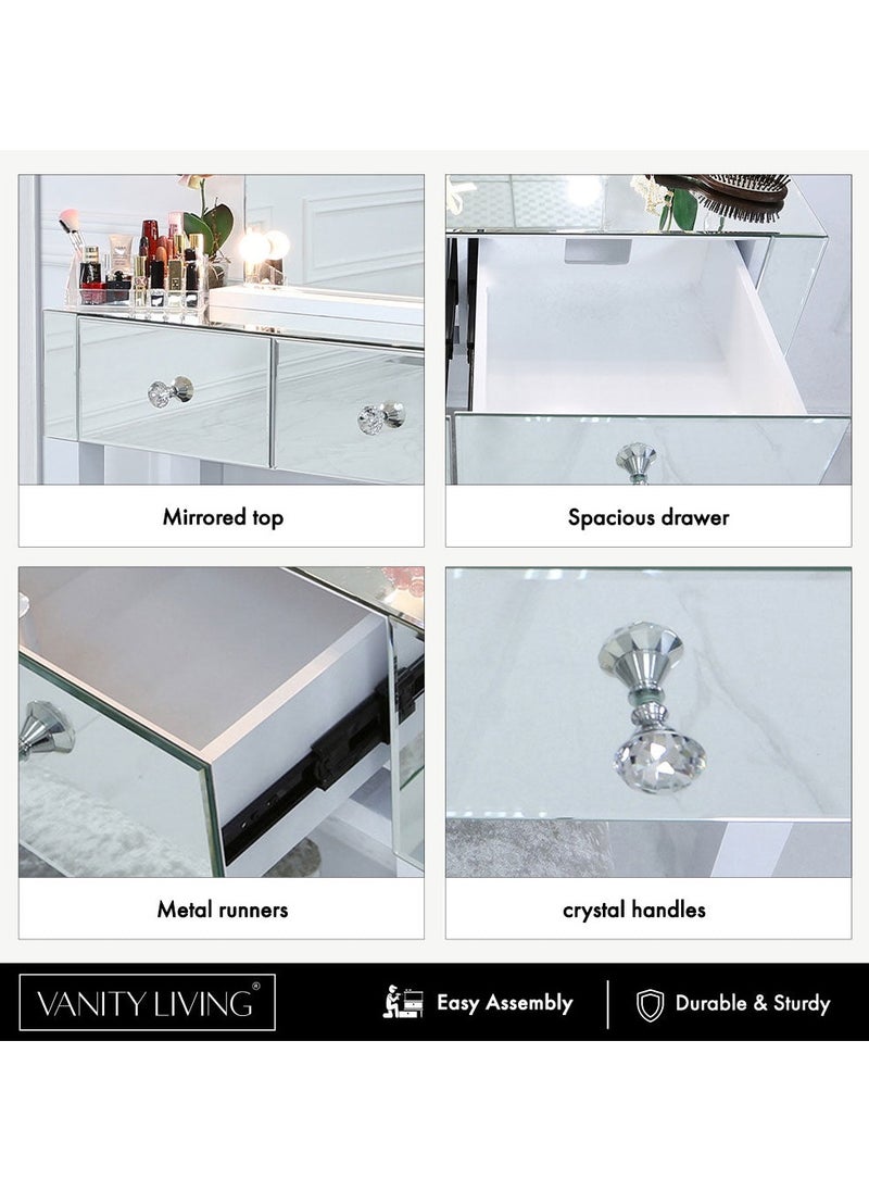 VANITY LIVING - VANITY LIVING Dressing Table - Two Mirrored Drawers - Image 1
