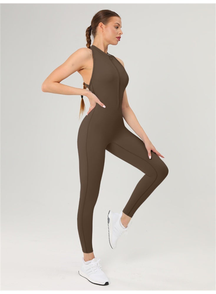 عام زيبر الرياضة حللا المرأة عارية الذراعين اليوغا داخلية قطعة واحدة دعوى - Image 2