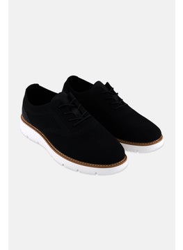 Algspar Men Brand Logo Lace Up Causal Shoes, Black  - Image 1