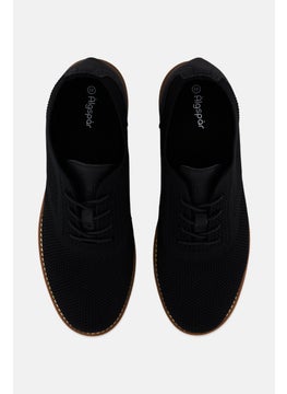 Algspar Men Brand Logo Lace Up Causal Shoes, Black  - Image 3