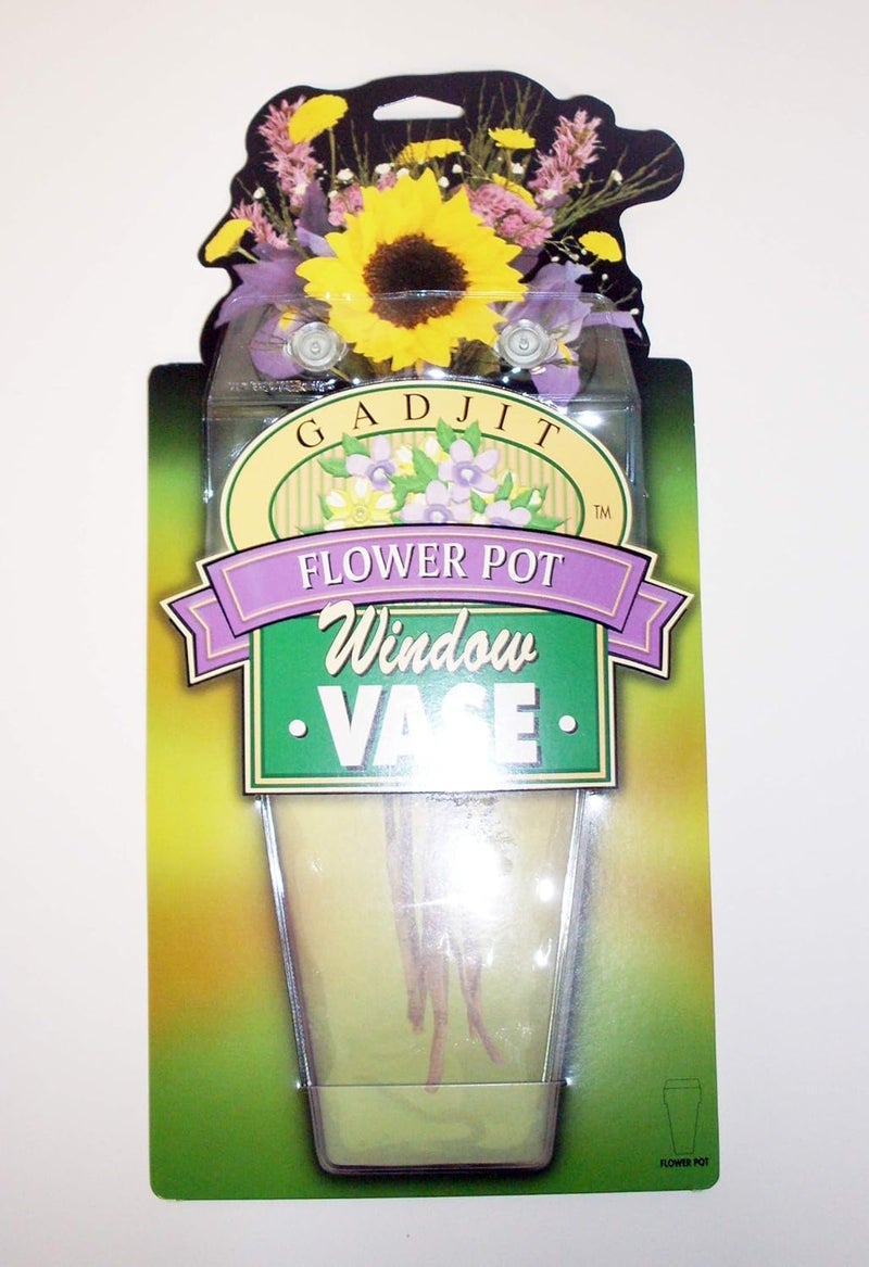 Gadjit Vinyl Window Vase Shaped Like a Flower Pot  Suctions to Windows and Mirrors Holds Bouquet of Flower Stems and Water Clear Flexible Vinyl - Image 5