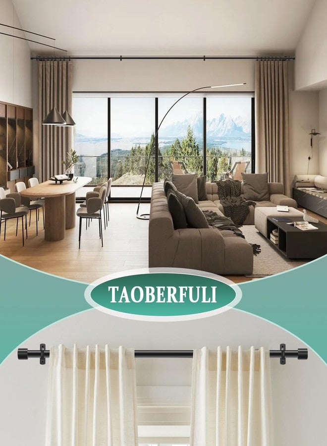 Taoberfuli قضبان ستائر طويلة جدًا للنوافذ من 120 إلى 240 بوصة، قضيب ستارة أسود قابل للتعديل مقاس 1 بوصة للاستخدام الداخلي والخارجي، قضيب ستائر عصري شديد التحمل، قضبان فاصلة للغرف بطول 200 بوصة، مصنوع بالكامل من المعدن، سهل التركيب - Image 5