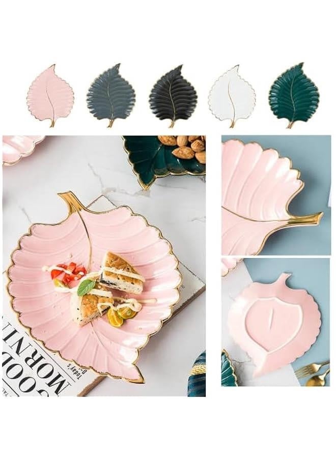 Jewelry Tray Ceramic Ring Holder Dish 10.6 x 7.9 Green Key Bowl Birthday Gifts for Women Leaf Aesthetic Coffee Table Decor Cute Room Apartment Bathroom Dresser Decor Bridesmaid Wedding Gifts  - Image 4