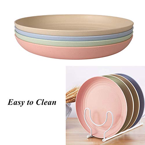 CAMBUY Wheat Straw Plates Lightweight Unbreakable Dinner Dishes Plates Set Dishwasher & Microwave Safe (Large 8 Pack 8') - Image 4