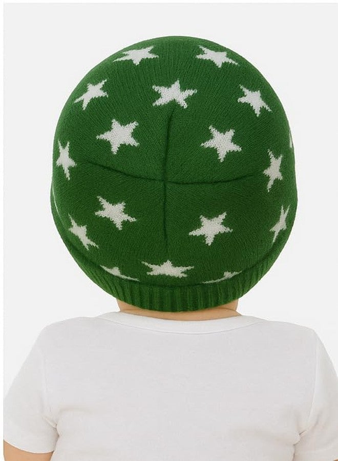 CHACKO Baby Girl Boy Winter Cap Set for Kids | Soft Woolen Head Warmer & Skull Cap | Winter Protection Hat for Infants & Toddlers (1 Years - 10 Years),2 Pcs Green - Image 2