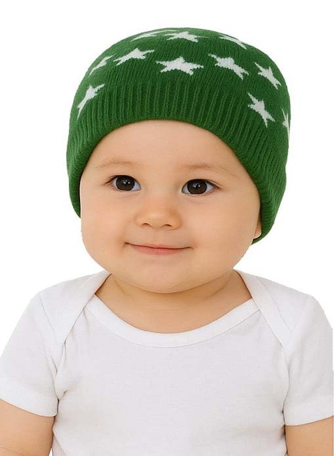 CHACKO Baby Girl Boy Winter Cap Set for Kids | Soft Woolen Head Warmer & Skull Cap | Winter Protection Hat for Infants & Toddlers (1 Years - 10 Years),2 Pcs Green - Image 1