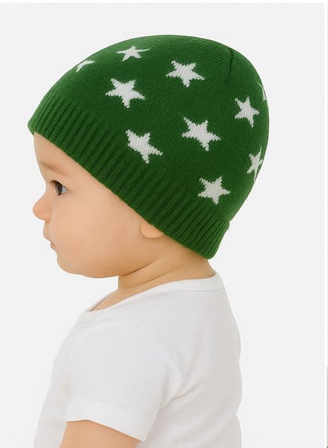CHACKO Baby Girl Boy Winter Cap Set for Kids | Soft Woolen Head Warmer & Skull Cap | Winter Protection Hat for Infants & Toddlers (1 Years - 10 Years),2 Pcs Green - Image 3