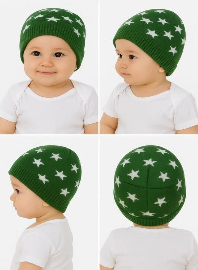 CHACKO Baby Girl Boy Winter Cap Set for Kids | Soft Woolen Head Warmer & Skull Cap | Winter Protection Hat for Infants & Toddlers (1 Years - 10 Years),2 Pcs Green - Image 5
