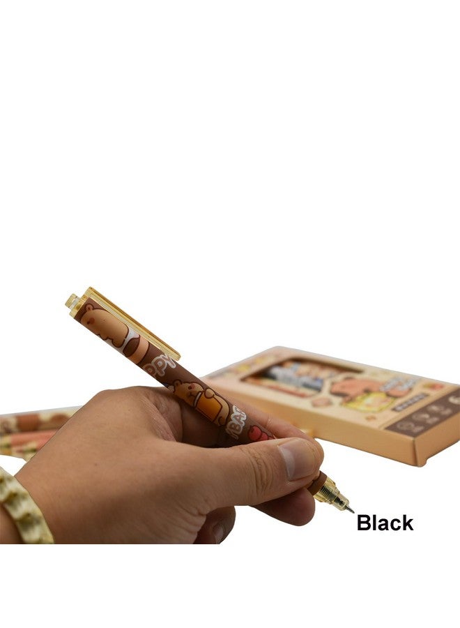 Maydahui 12 Pcs Capybara Rollerball Gel Pens Cartoon Animal Pen Retractable Priting Pens Novelty Pen Black Ink For School Party Office  - Image 5