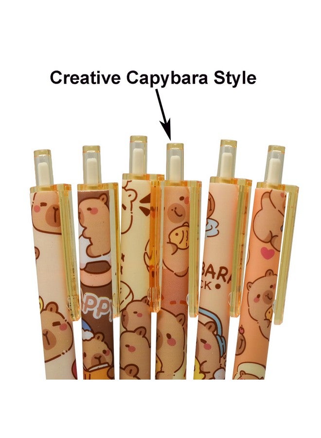 Maydahui 12 Pcs Capybara Rollerball Gel Pens Cartoon Animal Pen Retractable Priting Pens Novelty Pen Black Ink For School Party Office  - Image 3