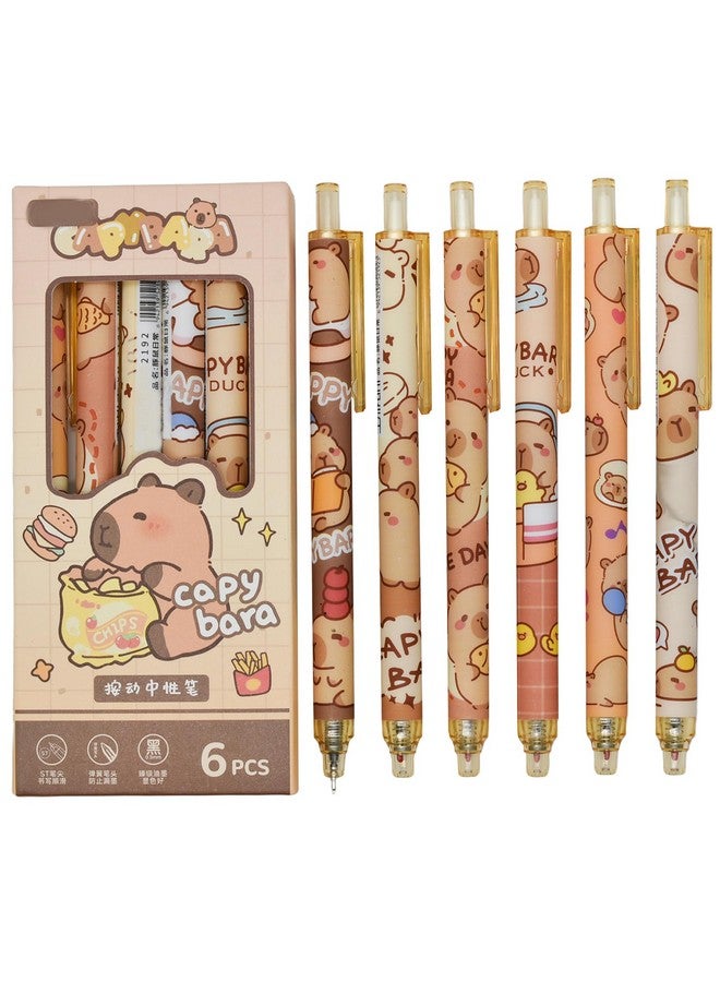 Maydahui 12 Pcs Capybara Rollerball Gel Pens Cartoon Animal Pen Retractable Priting Pens Novelty Pen Black Ink For School Party Office  - Image 1