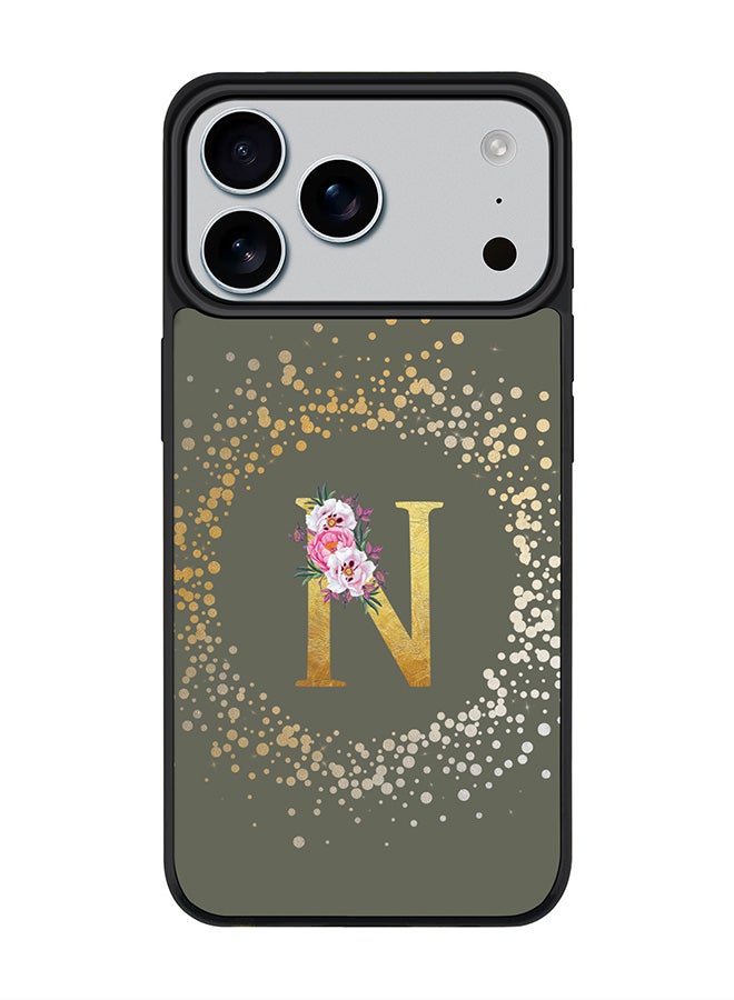 Stylizedd iPhone 17 Pro Max Case, [Compatible with MagSafe] Slim Magnetic cover Phone Case iPhone 17 Pro Max -Custom Monogram Floral - N  (Olive Green ) - Image 1