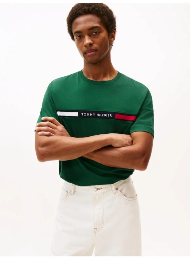 TOMMY HILFIGER Rib-Knit Logo Insert Crew Neck T-Shirt