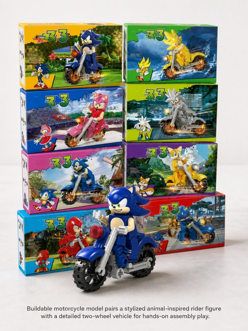 Building Block Figure Model with Motorcycle Toy - Image 3