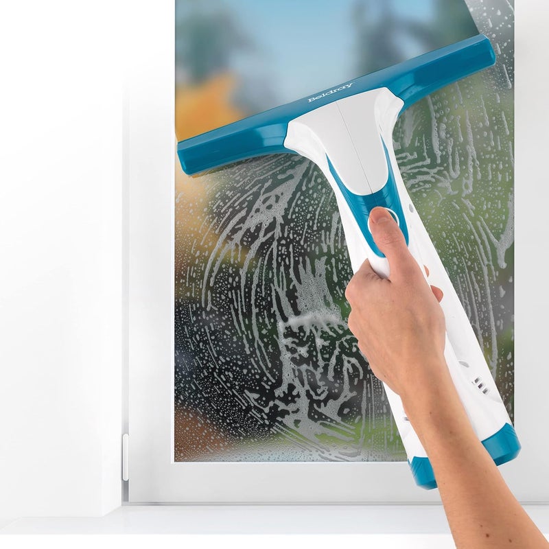 Beldray BEL0749 Cordless Window Vac – Rechargeable Window Cleaning Set, 60ml Water Tank, Remove Grime and Condensation from Windows, Mirrors and Shower Screens, Lightweight & Compact, White/Turquoise - Image 3