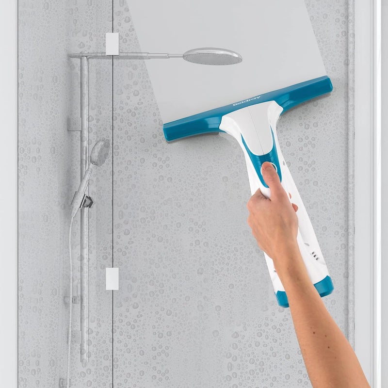 Beldray BEL0749 Cordless Window Vac – Rechargeable Window Cleaning Set, 60ml Water Tank, Remove Grime and Condensation from Windows, Mirrors and Shower Screens, Lightweight & Compact, White/Turquoise - Image 5