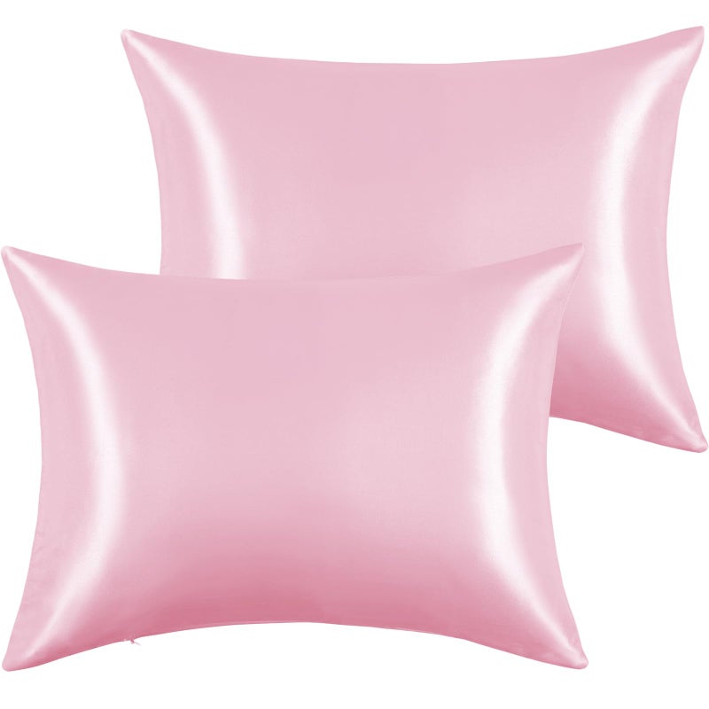 RUDONG M 2 Pack Zippered Satin Toddler Pillowcases 13x18 Inch - Silky Soft Toddler Pillow Cases with Hidden Zipper, Travel Pillow Covers for Boys & Girls, Pink - Image 5