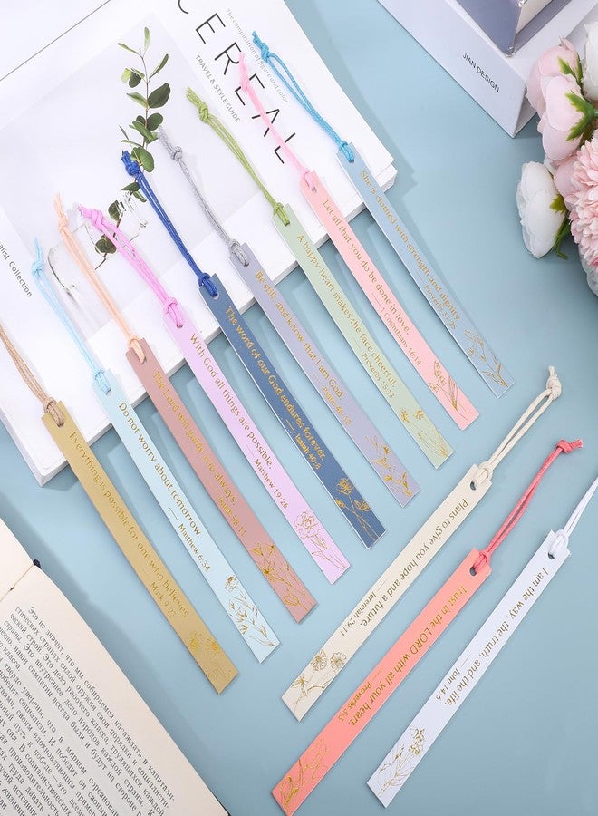 WSICSE 12pcs Bible Bookmark, christian books for women leather religious christian gifts book lovers readers women students (Pastel) - Image 3