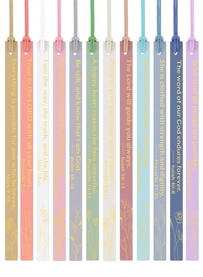 WSICSE 12pcs Bible Bookmark, christian books for women leather religious christian gifts book lovers readers women students (Pastel) - Image 1