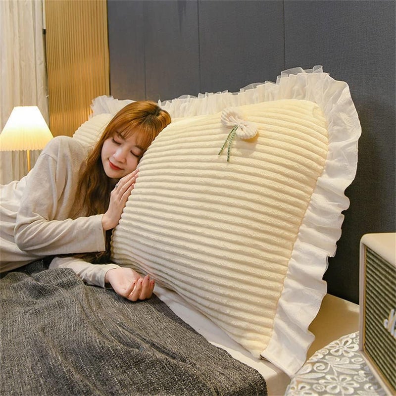 Bedside Cover Soft Bed Head Cover Washable Bedroom Headboard Cover Solid Color Headboards Dust Cover for All Kinds of Headboards Decorative,White,35.4"/90cm - Image 1