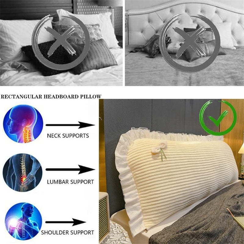 Bedside Cover Soft Bed Head Cover Washable Bedroom Headboard Cover Solid Color Headboards Dust Cover for All Kinds of Headboards Decorative,White,35.4"/90cm - Image 2