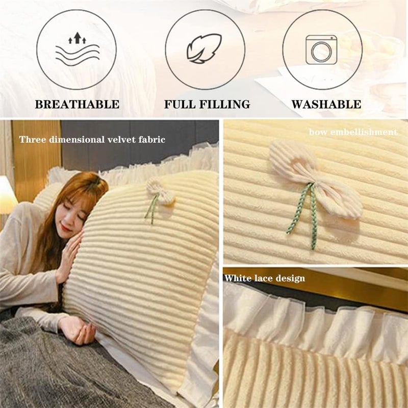 Bedside Cover Soft Bed Head Cover Washable Bedroom Headboard Cover Solid Color Headboards Dust Cover for All Kinds of Headboards Decorative,White,35.4"/90cm - Image 3